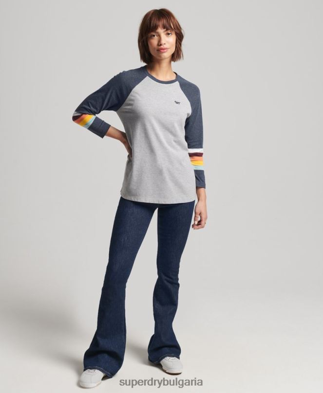Superdry облекло N00H3072 светло сив Жени реглан горнище с винтидж кали райе