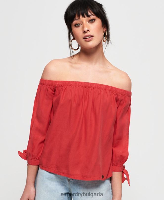 Superdry облекло N00H3075 червен Жени елена топ