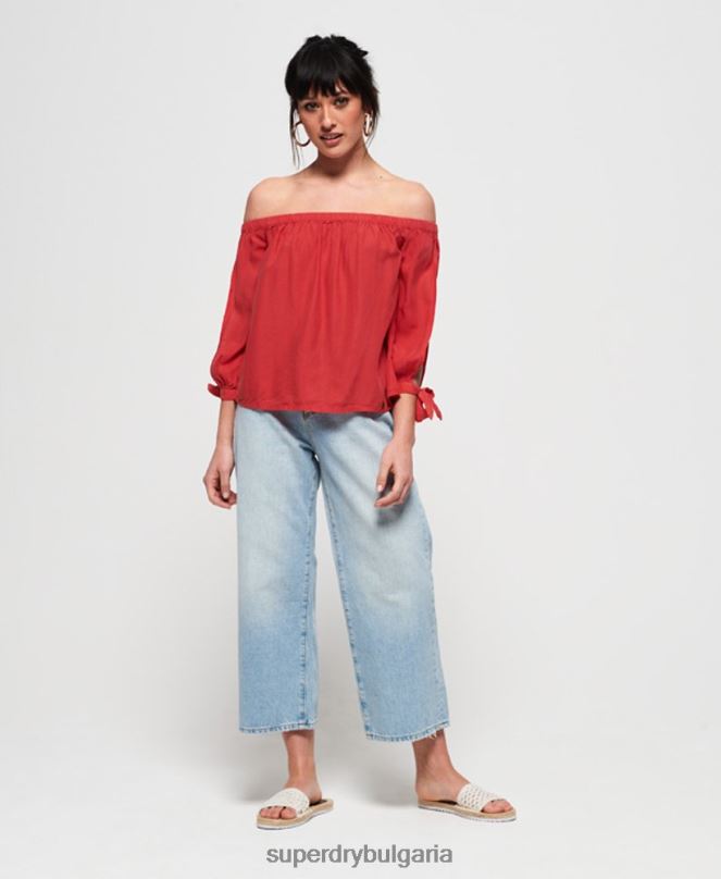 Superdry облекло N00H3075 червен Жени елена топ