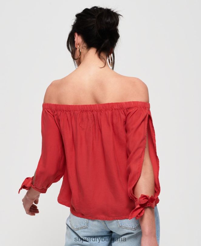 Superdry облекло N00H3075 червен Жени елена топ
