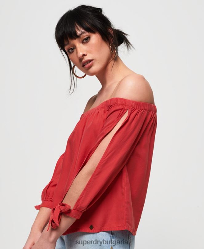 Superdry облекло N00H3075 червен Жени елена топ