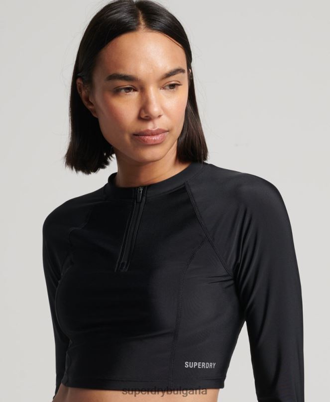 Superdry облекло N00H3234 черен Жени изрязан обрив отгоре