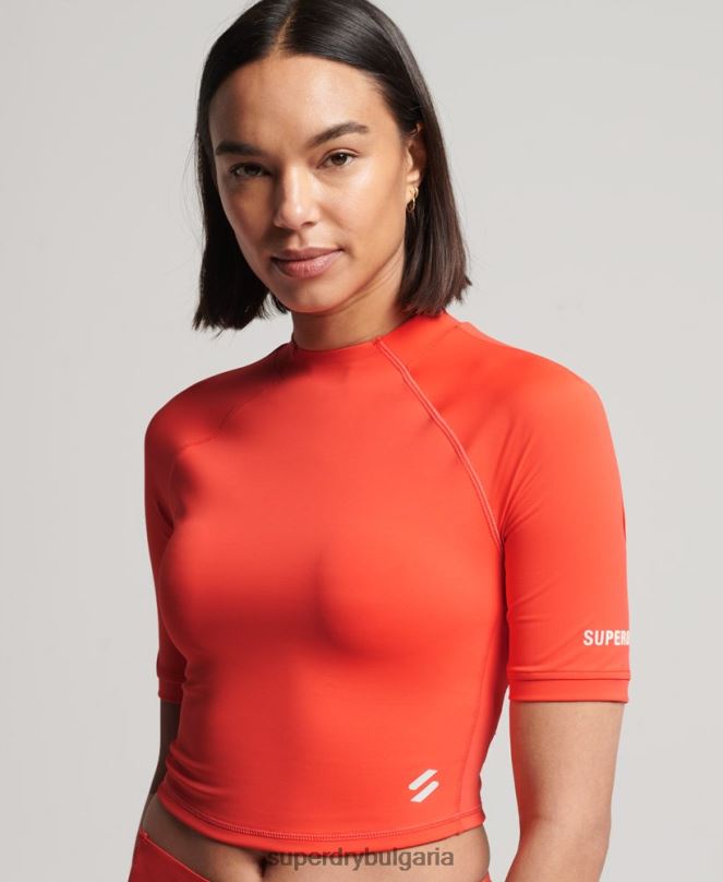 Superdry облекло N00H6311 корал Жени run 3/4 стегнат горнище