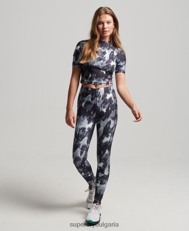 Superdry облекло N00H6318 тъмно сив Жени run 3/4 стегнат горнище