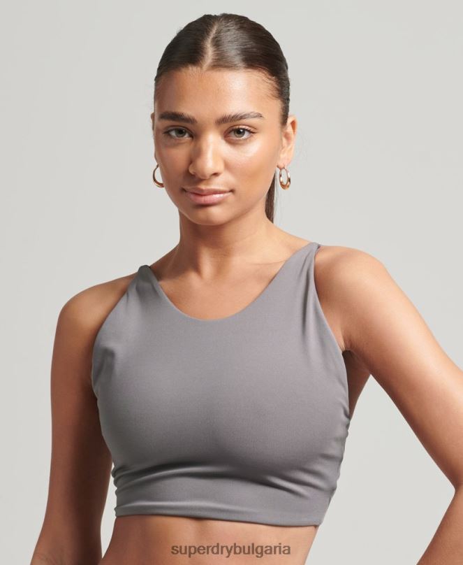 Superdry облекло N00H6333 тъмно сив Жени гъвкав топ с отворен гръб