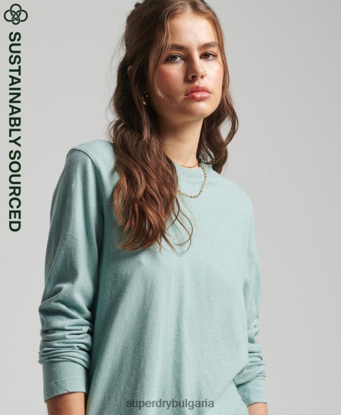 Superdry облекло N00H6539 тюркоаз Жени горнище с ретро лого от органичен памук, бродирано
