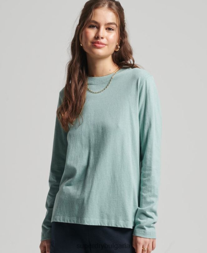 Superdry облекло N00H6539 тюркоаз Жени горнище с ретро лого от органичен памук, бродирано