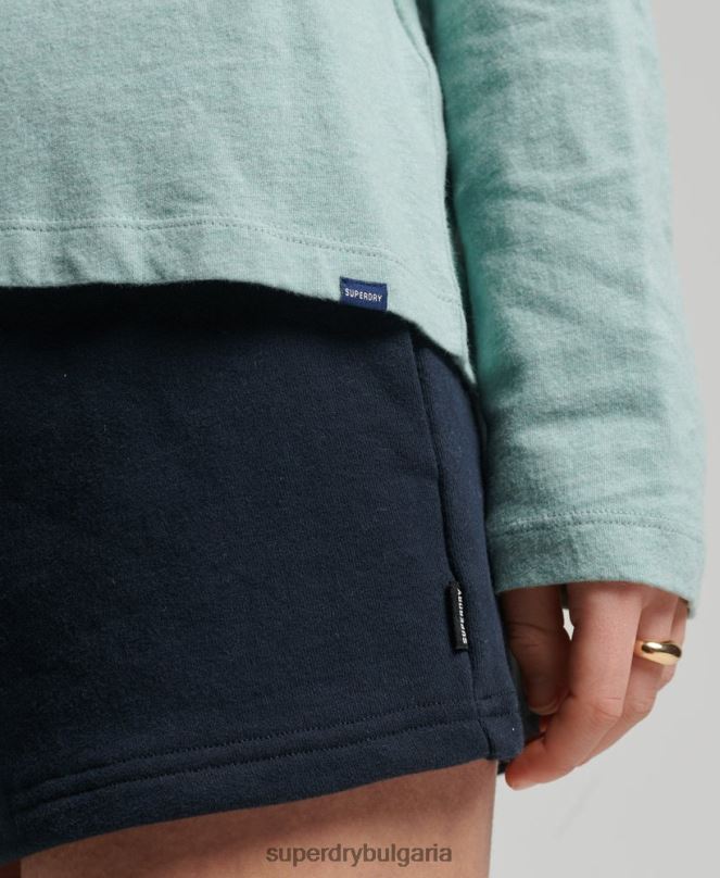 Superdry облекло N00H6539 тюркоаз Жени горнище с ретро лого от органичен памук, бродирано