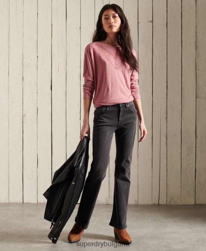 Superdry облекло N00H6623 розово Жени дантела с шеврон