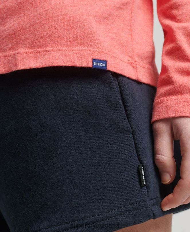Superdry облекло N00H6632 корал Жени горнище с ретро лого от органичен памук, бродирано