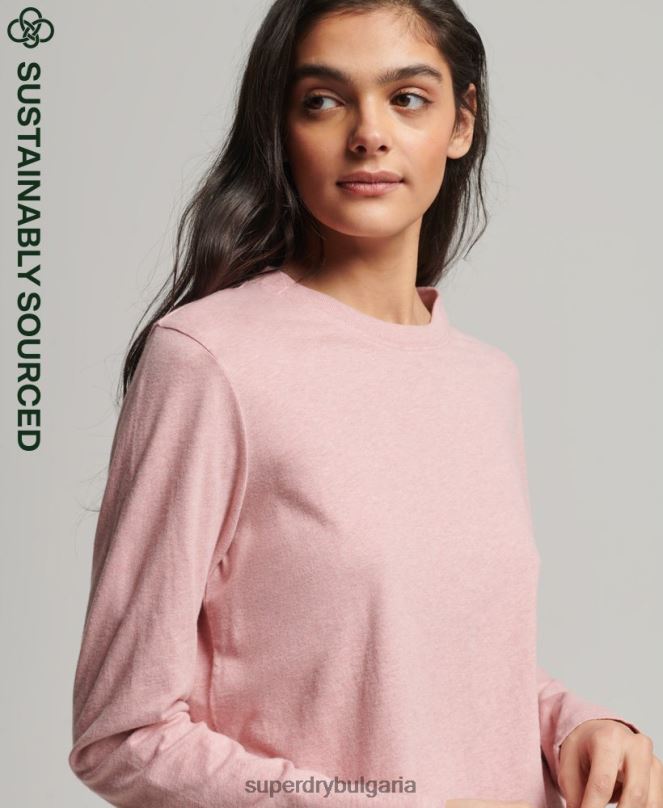 Superdry облекло N00H6671 розово Жени горнище с ретро лого от органичен памук, бродирано