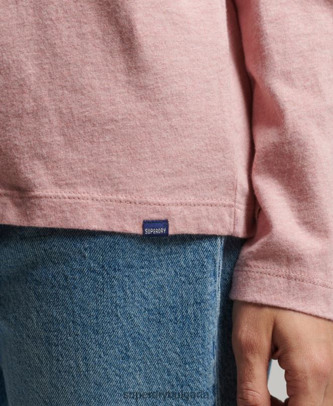 Superdry облекло N00H6671 розово Жени горнище с ретро лого от органичен памук, бродирано