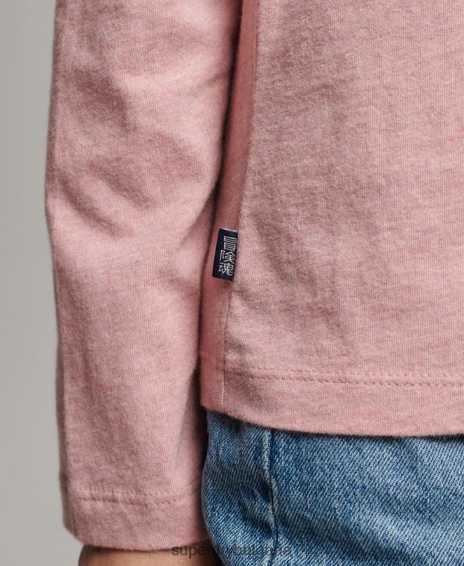 Superdry облекло N00H6671 розово Жени горнище с ретро лого от органичен памук, бродирано