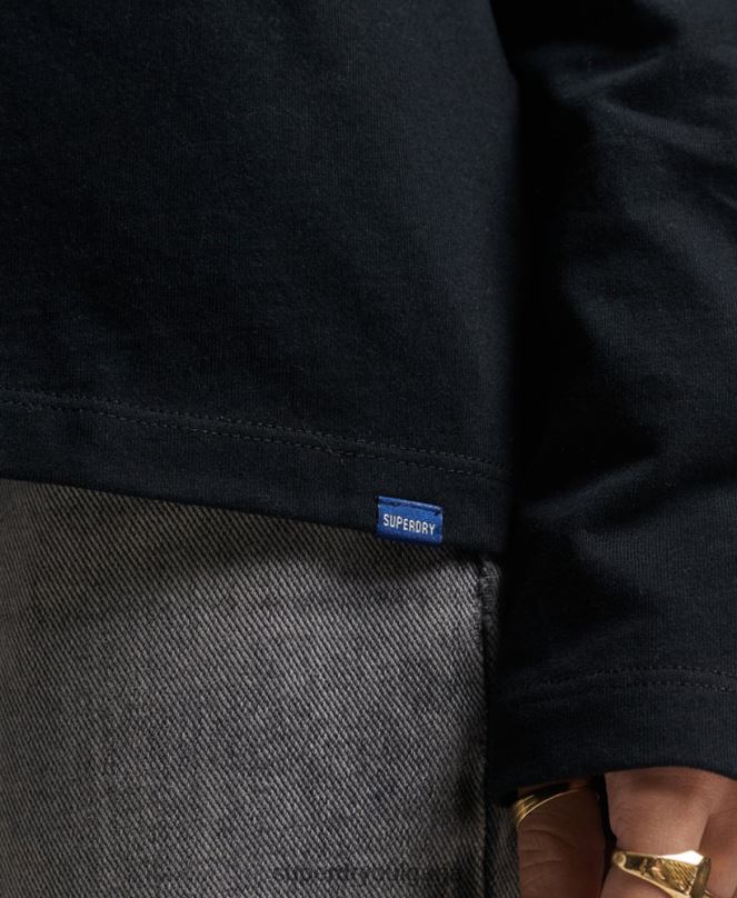 Superdry облекло N00H6676 черен Жени горнище с ретро лого от органичен памук, бродирано