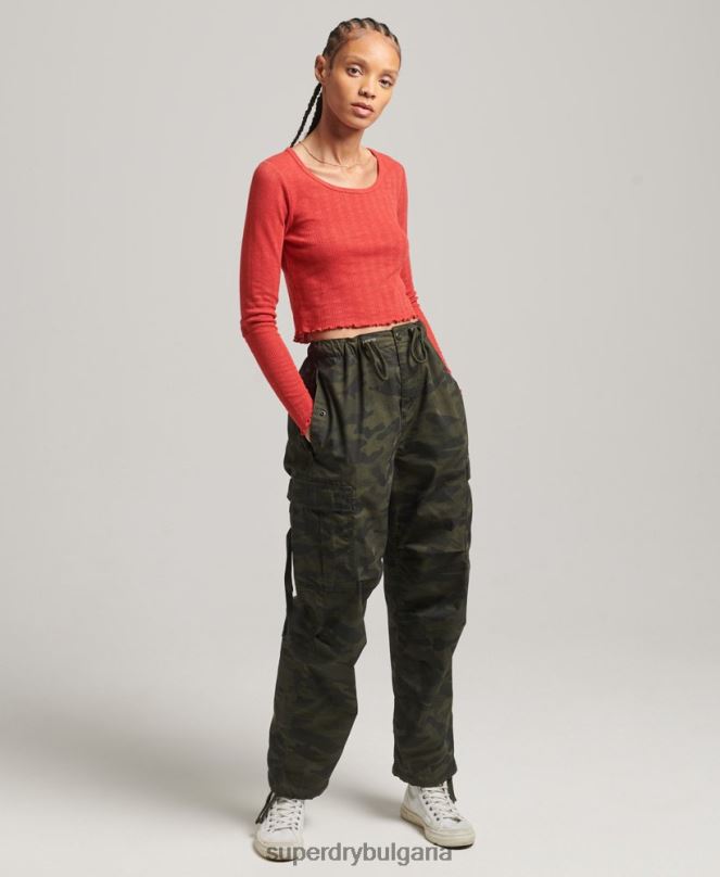 Superdry облекло N00H6688 червен Жени реколта от органичен памук