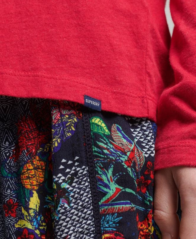 Superdry облекло N00H6694 червен Жени горнище с ретро лого от органичен памук, бродирано