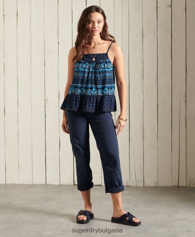Superdry облекло N00H6734 военноморски флот Жени ameera ками топ
