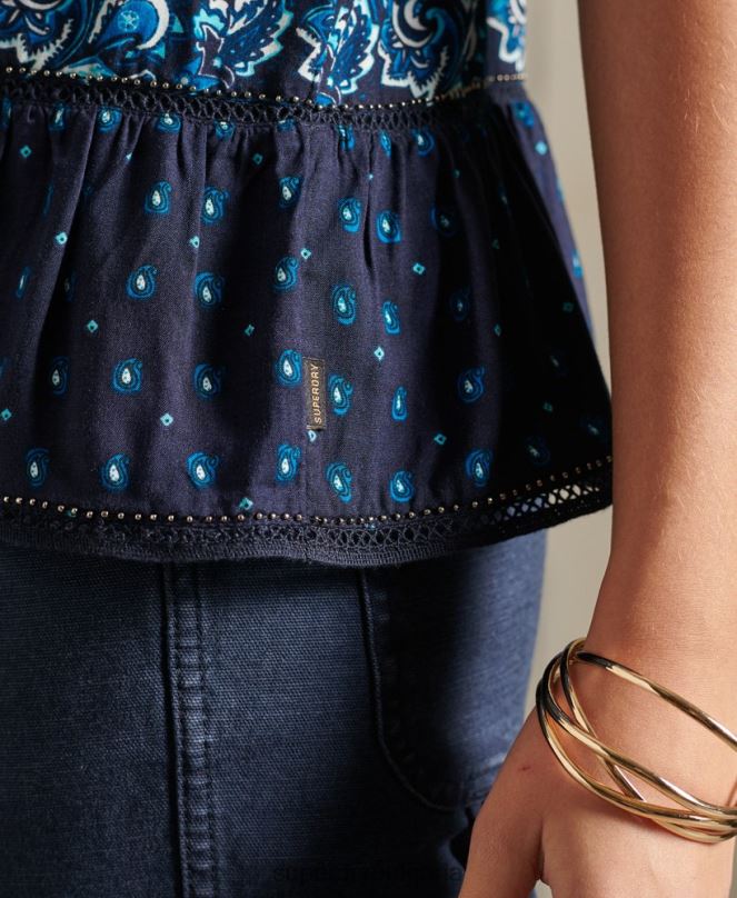 Superdry облекло N00H6734 военноморски флот Жени ameera ками топ