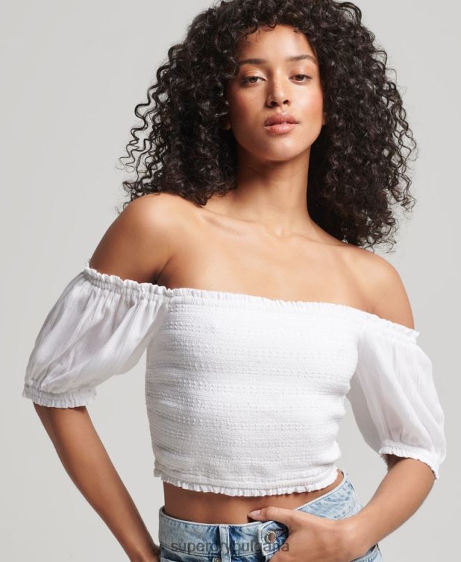 Superdry облекло N00H6749 бяло Жени реколта ecovero опушен горнище