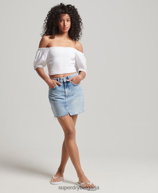 Superdry облекло N00H6749 бяло Жени реколта ecovero опушен горнище