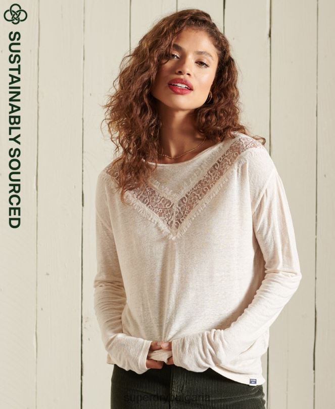 Superdry облекло N00H6760 сметана Жени дантела с шеврон