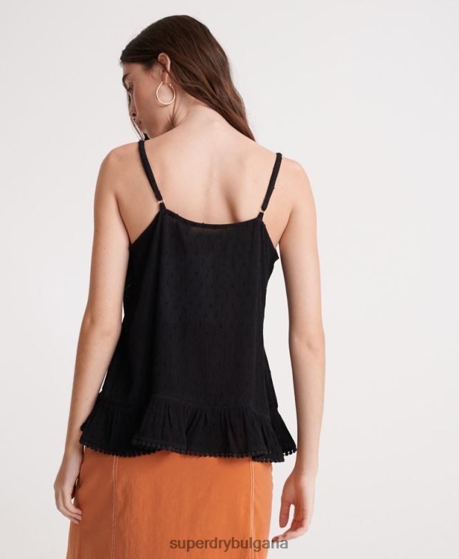 Superdry облекло N00H6776 черен Жени летен дантелен ками топ