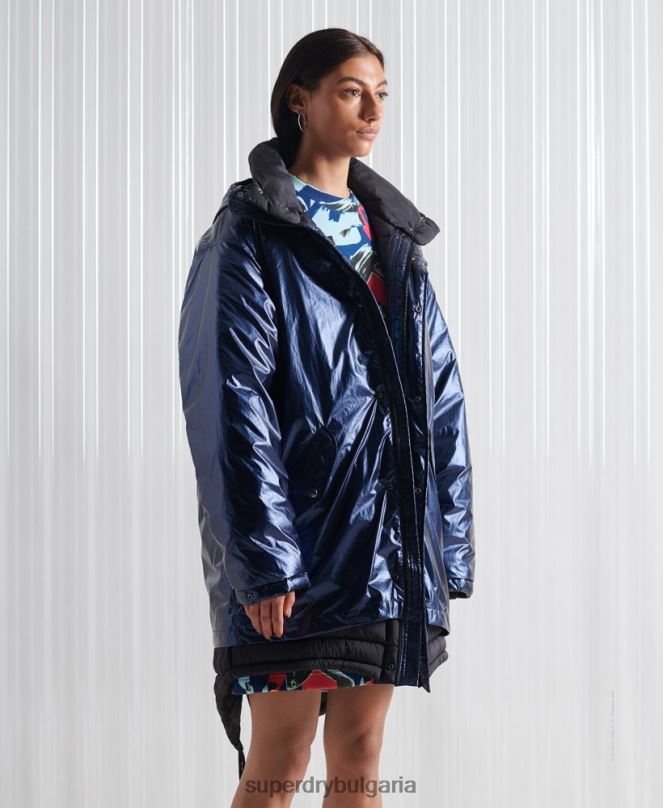 Superdry облекло N00H1192 военноморски флот Жени ограничено издание sdx двойно палто парка