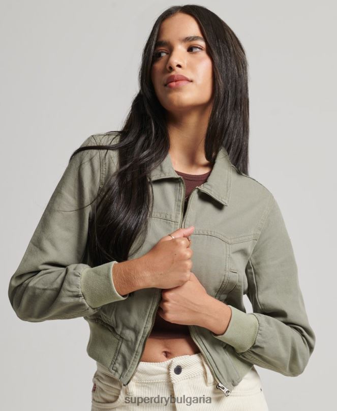 Superdry облекло N00H1956 зелено Жени инди клуб платнено яке