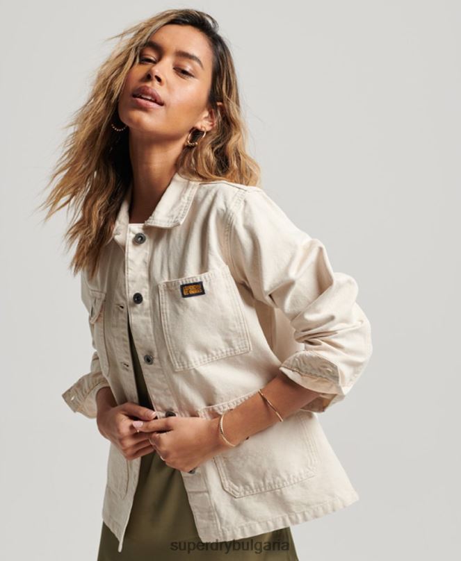 Superdry облекло N00H1970 сметана Жени ретро яке от органичен памук