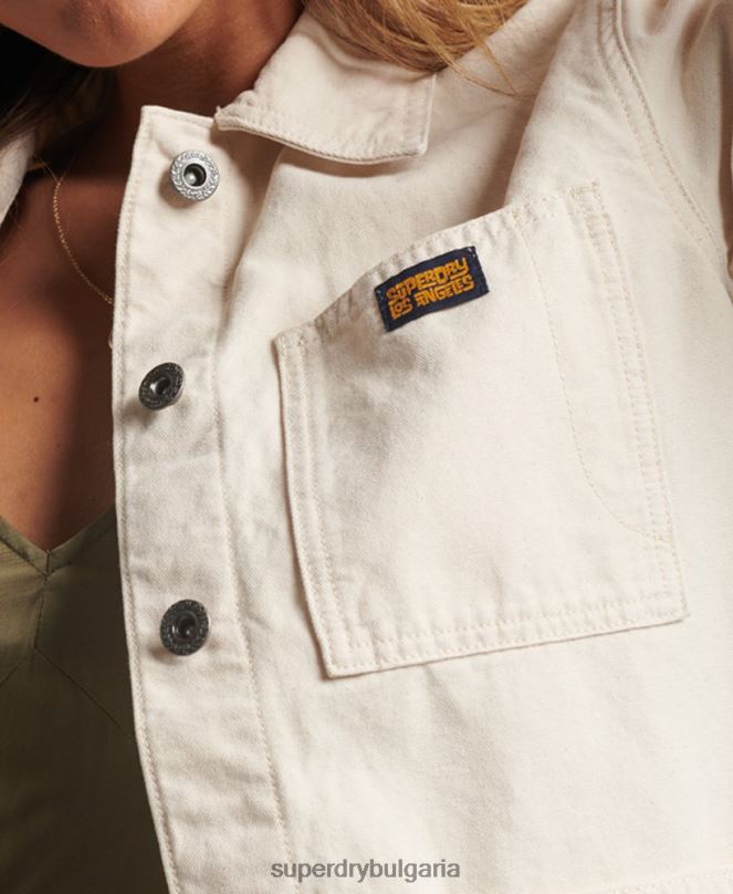 Superdry облекло N00H1970 сметана Жени ретро яке от органичен памук