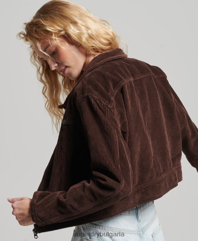 Superdry облекло N00H1975 кафяво Жени съкратено сако от шнур