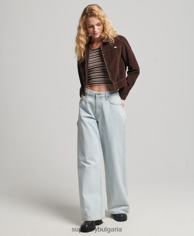 Superdry облекло N00H1975 кафяво Жени съкратено сако от шнур
