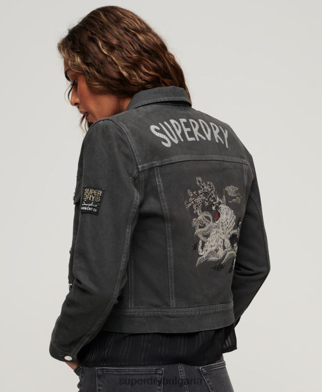 Superdry облекло N00H2004 тъмно сив Жени st tropez работно облекло яке