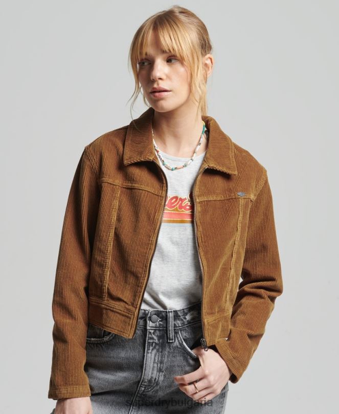 Superdry облекло N00H2016 кафяво Жени съкратено сако от шнур