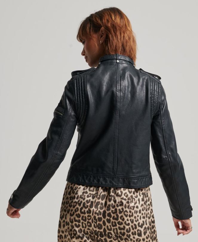 Superdry облекло N00H2042 тъмно сив Жени ретро кожено мотоциклетно яке