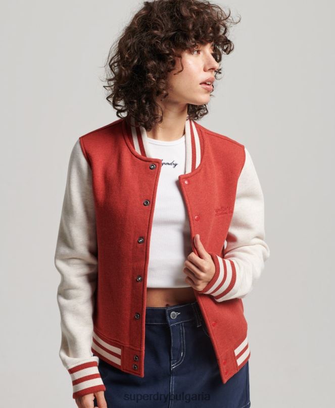 Superdry облекло N00H3317 червен Жени ретро бомбър яке от трико с лого