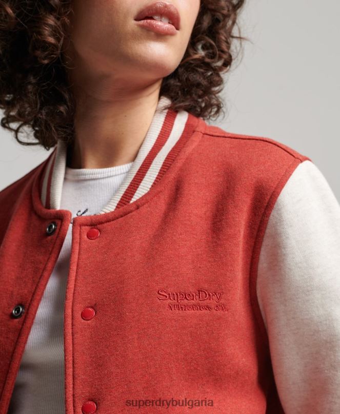 Superdry облекло N00H3317 червен Жени ретро бомбър яке от трико с лого