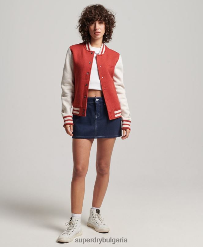 Superdry облекло N00H3317 червен Жени ретро бомбър яке от трико с лого