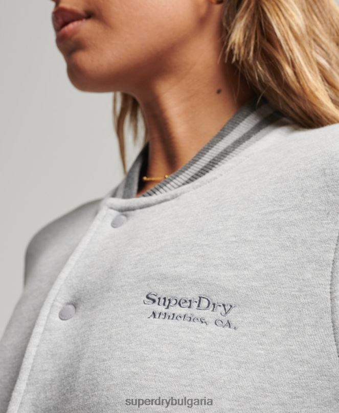 Superdry облекло N00H3325 сиво Жени ретро бомбър яке от трико с лого