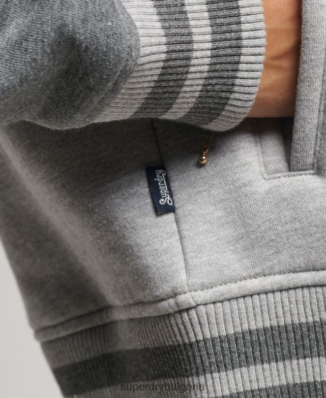 Superdry облекло N00H3325 сиво Жени ретро бомбър яке от трико с лого