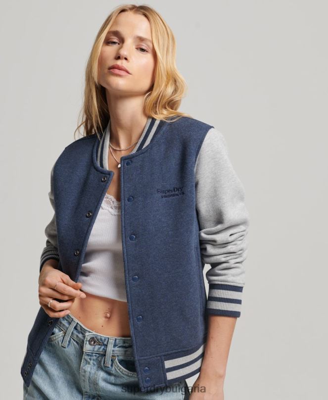 Superdry облекло N00H3412 военноморски флот Жени ретро бомбър яке от трико с лого