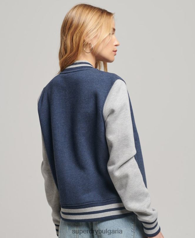 Superdry облекло N00H3412 военноморски флот Жени ретро бомбър яке от трико с лого