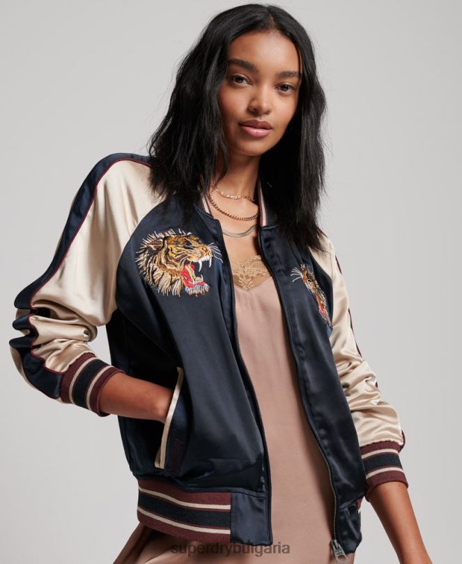 Superdry облекло N00H3512 военноморски флот Жени ретро бродирано сако сукаджан