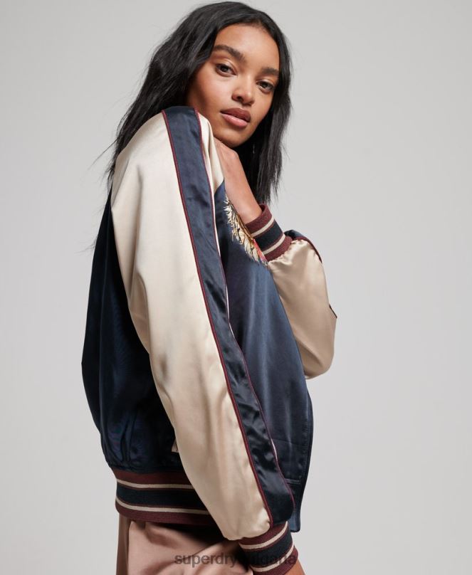 Superdry облекло N00H3512 военноморски флот Жени ретро бродирано сако сукаджан