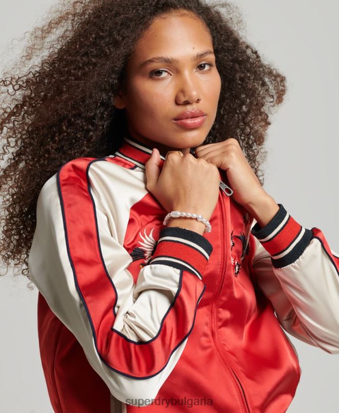 Superdry облекло N00H3517 червен Жени ретро бродирано сако сукаджан