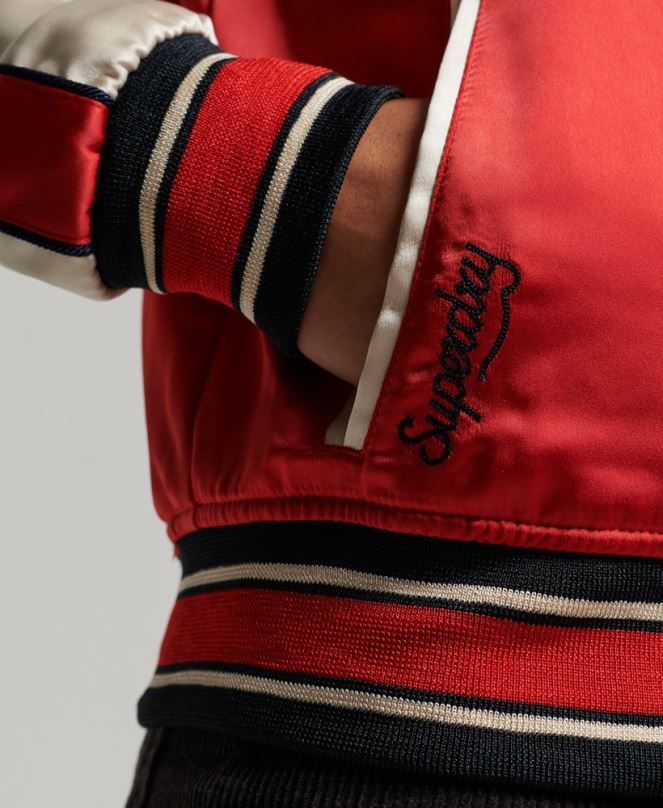 Superdry облекло N00H3517 червен Жени ретро бродирано сако сукаджан