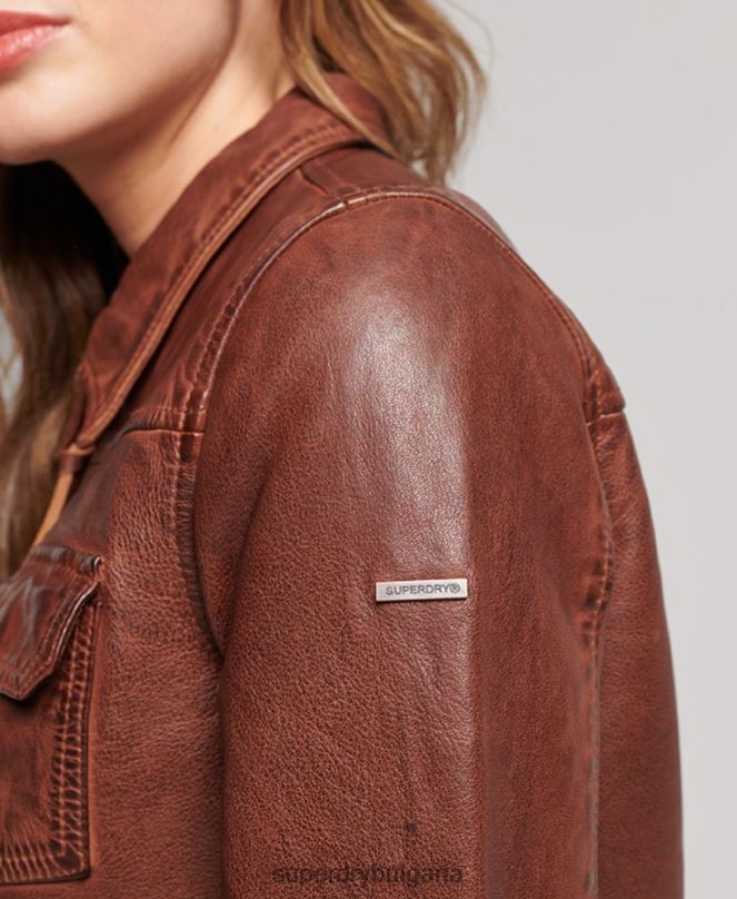 Superdry облекло N00H3518 кафяво Жени пустинно мотоциклетско яке