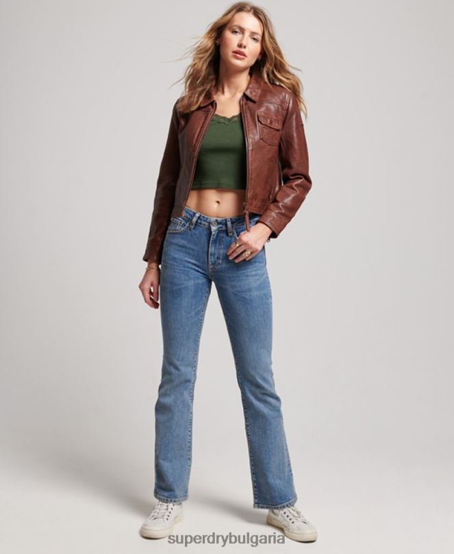 Superdry облекло N00H3518 кафяво Жени пустинно мотоциклетско яке
