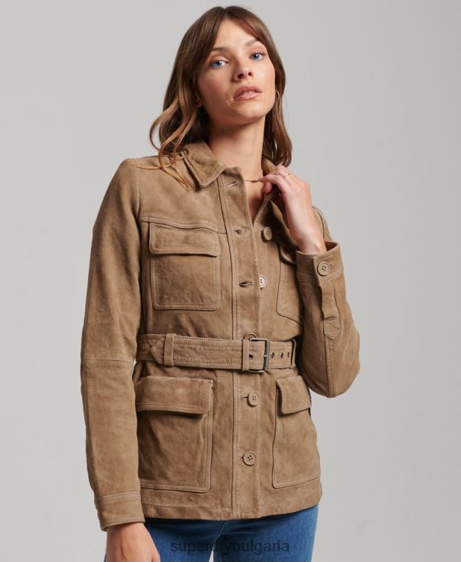 Superdry облекло N00H3522 бежово Жени студийно велурено сафари яке