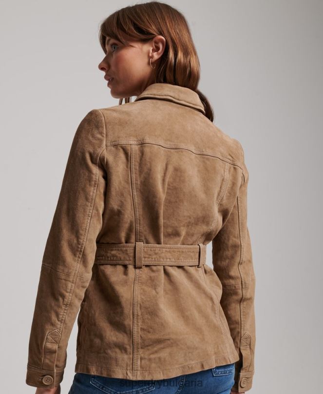 Superdry облекло N00H3522 бежово Жени студийно велурено сафари яке